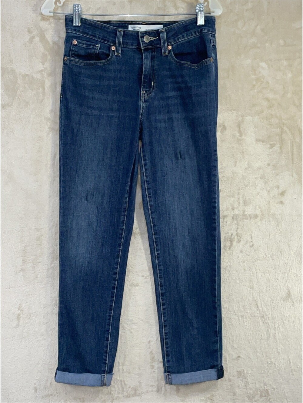 Signature Levi Strauss Jeans Mid Rise Slim Boyfriend Cuffed Pants Womens 4 27W